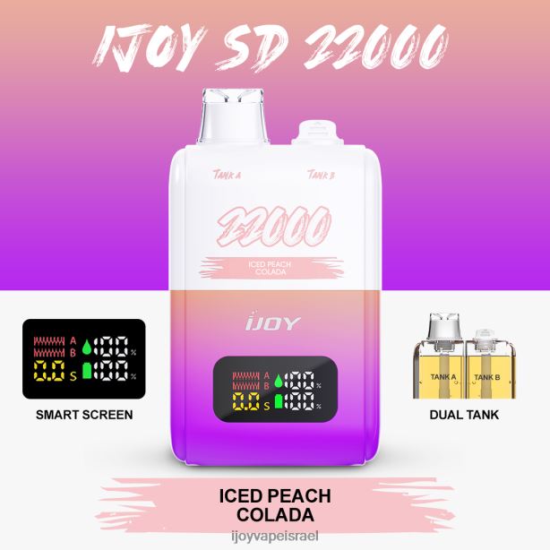 iJOY SD 22000 חַד פַּעֲמִי FLFJ6155 iJoy vape flavors אייס אפרסק קולדה